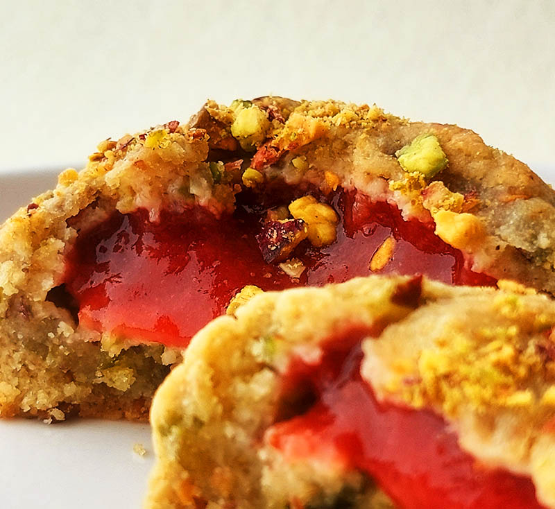 Cookie NY pistacho fresa vegana, sin gluten, sin azúcar y artesanal