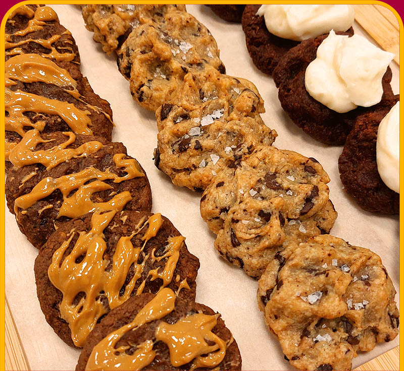 bandeja de mini cookies estilo ny