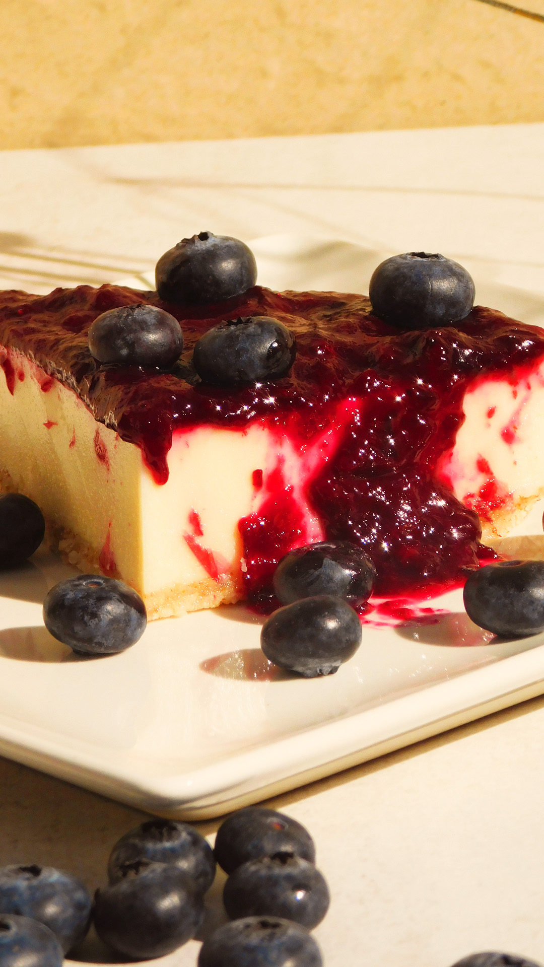 tarta de queso vegana arándanos
