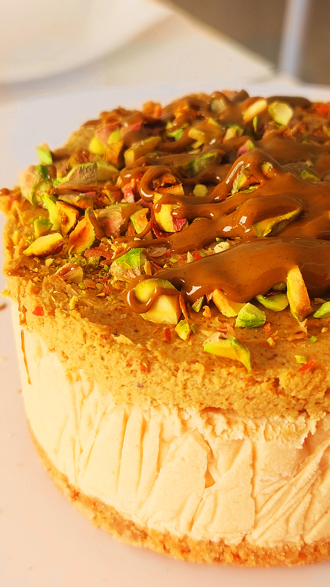 tarta de queso vegana turrón pistacho